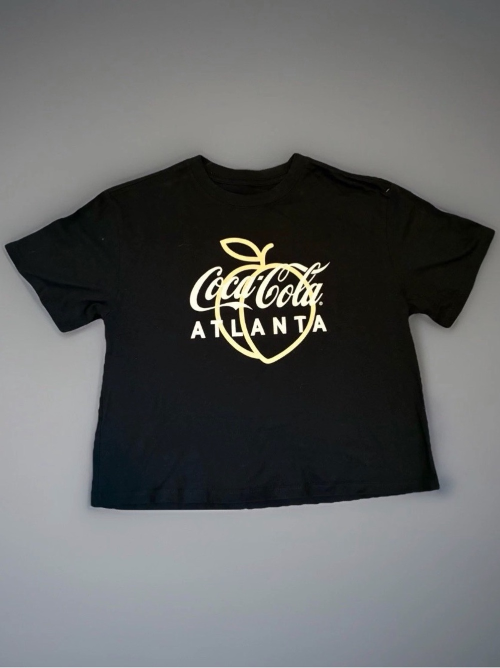 Coca Cola Black crop Tee with Cream Atlanta Logo